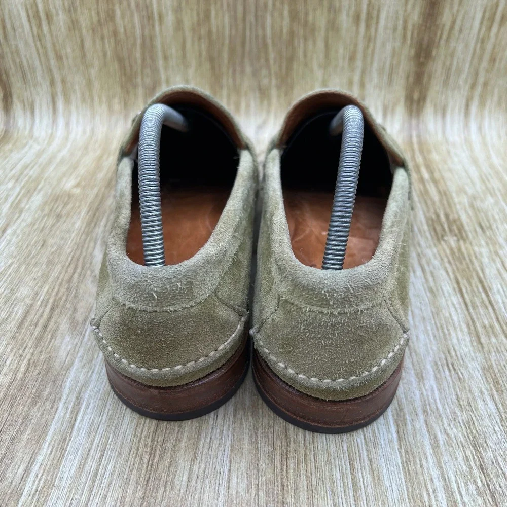 Rancourt & Co Bit Loafers Men's Size 9 D Olive Green Suede Handsewn Made in USA